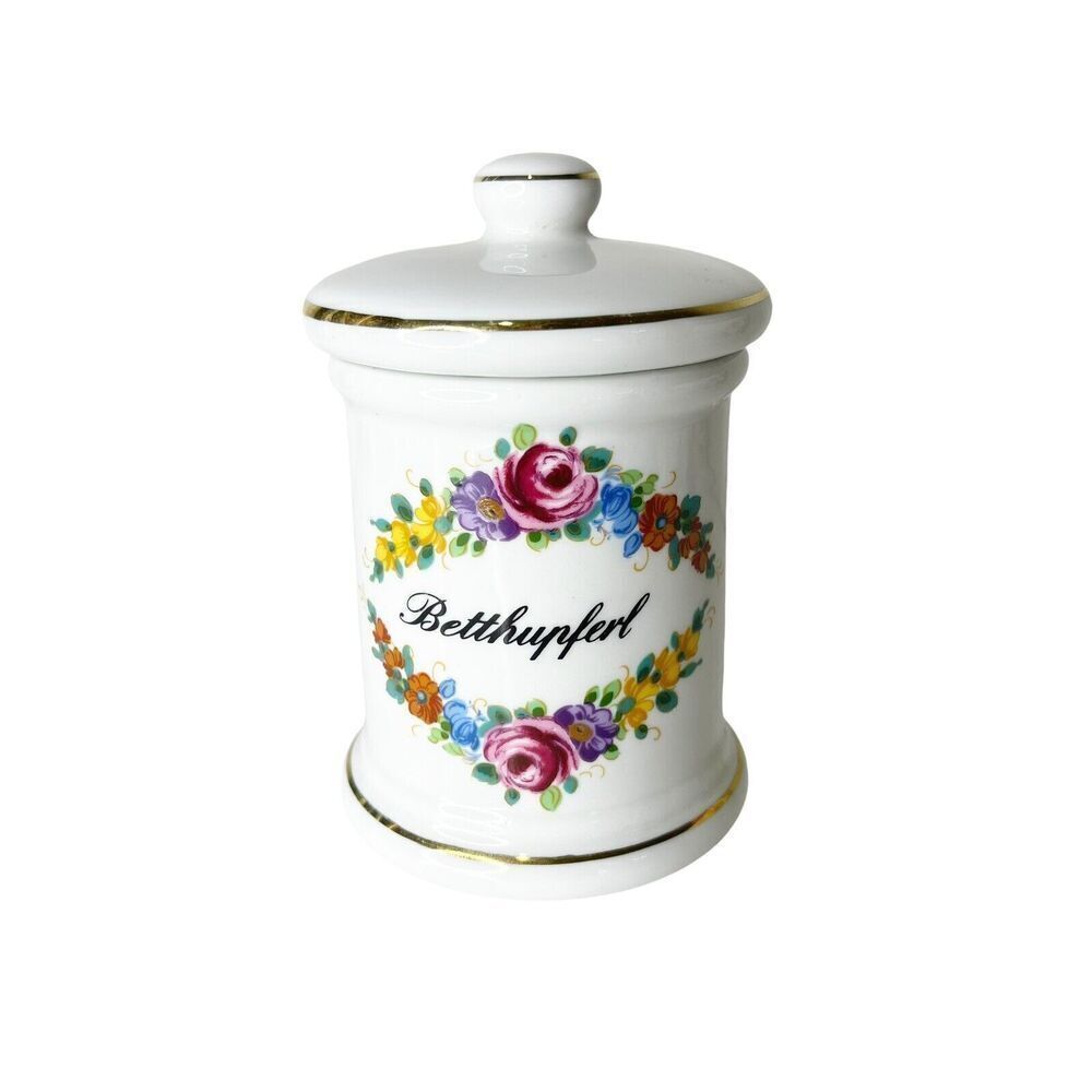 Vintage Reutter Porcelain "BETTHUPFERL" Bedtime Snack Jar W/ Lid‎ W. Germany
